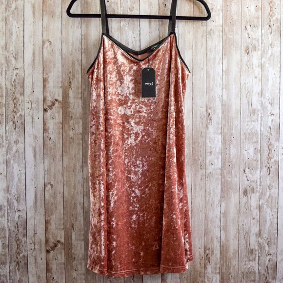 NWT Pink Velvet Slip Dress V Neck A Line - Picture 2 of 6